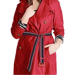 Tommy Hilfiger Red Belted Trench Coat